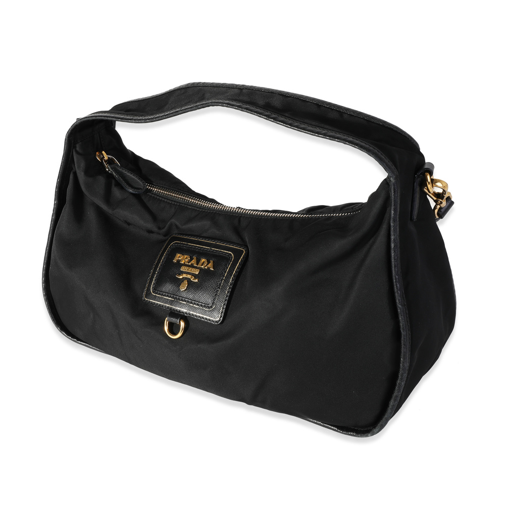 Prada Black Tessuto Nylon & Saffiano Leather Hobo - Picture 4 of 7